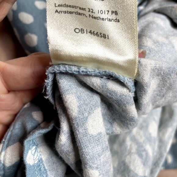 FREE PEOPLE Bennett Lace Up Tie Dot Shorts Cloud Blue White Pleated‎ Pockets M - Picture 8 of 9